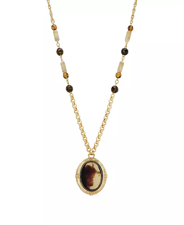 

Ожерелье из античного стекла золотистого оттенка 2028, brown