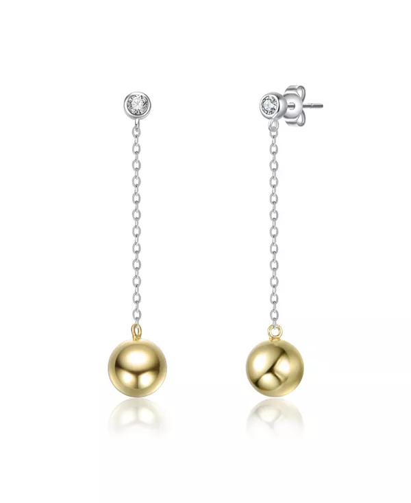 

Серьги-Подвески из стерлингового серебра с двухцветным покрытием из белого золота и 14-каратного золота с прозрачными кубическими цирконами Genevive, gold