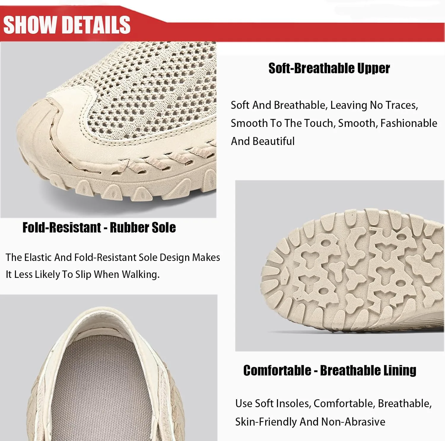

Мужские ручной работы лоферы с сеткой, без застежки, удобные, легкие, дышащие, с закрытым носком, подходящие для ходьбы, прогулок на открытом воздухе, кросс-кантри, противоскользящие походные кроссовки HDFDB, желтый