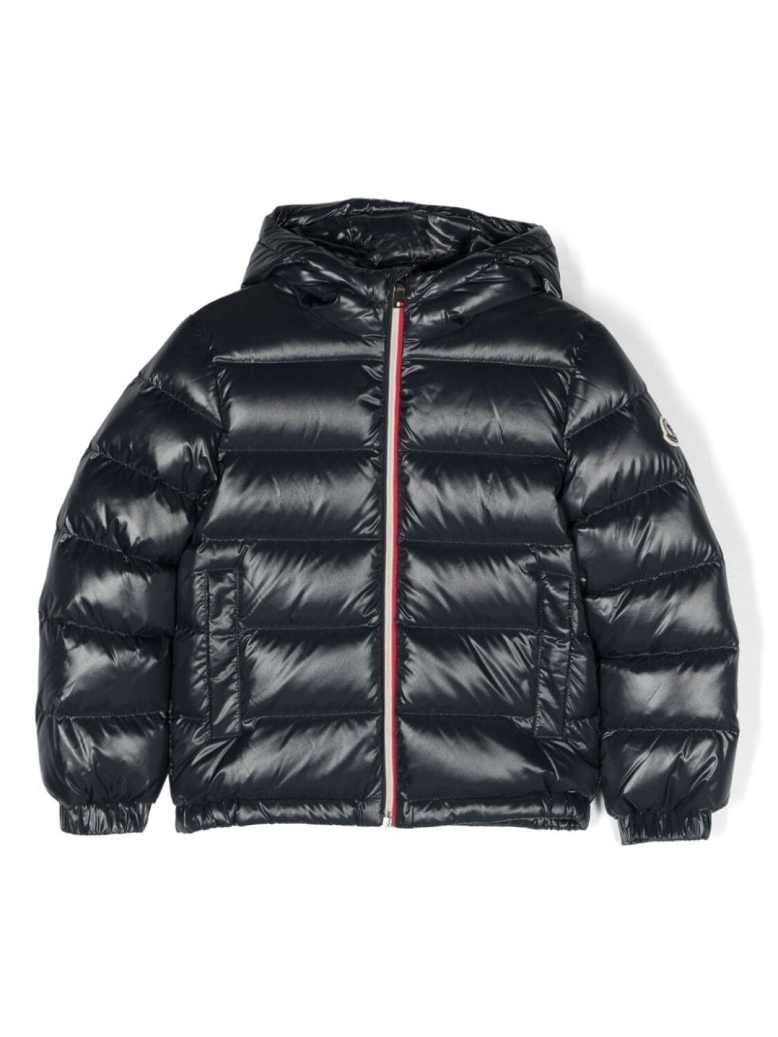 

Moncler Enfant пуховик на молнии с капюшоном, синий