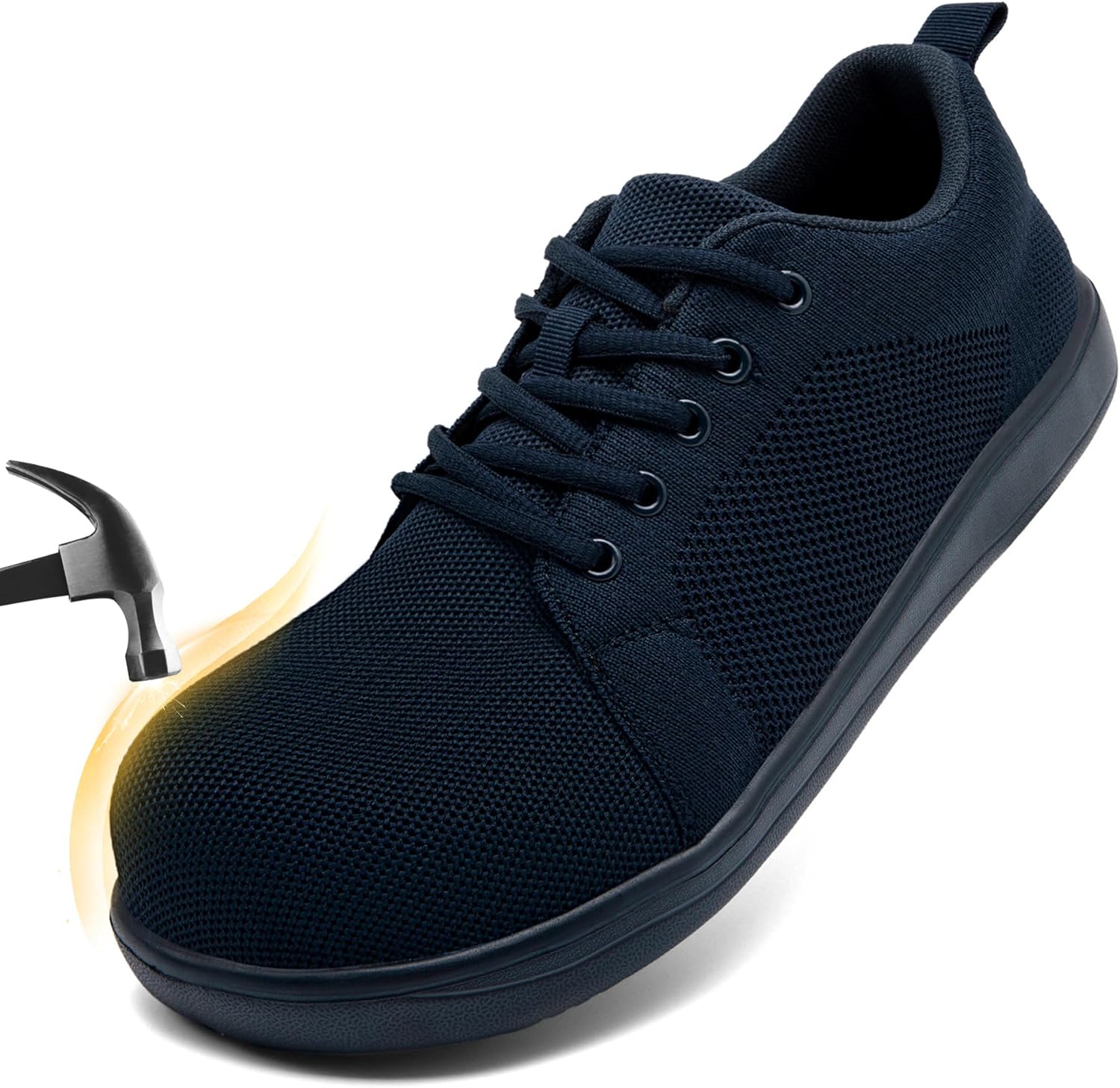 

Мужские кроссовки с металлическим носком, противоскользящие, безопасные, теннисного типа, промышленной стойкости к проколам, для строительства, удобные, «босоножные», с широкой носочной частью, для ходьбы Vlhgcg, темно-синий