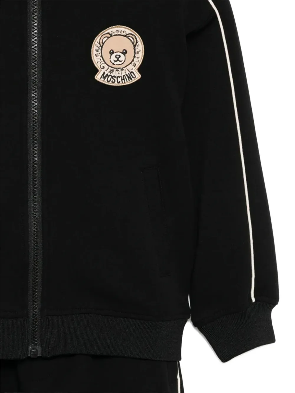 Спортивный костюм с нашивкой-логотипом и полосками Moschino Kids, черный — фото 3