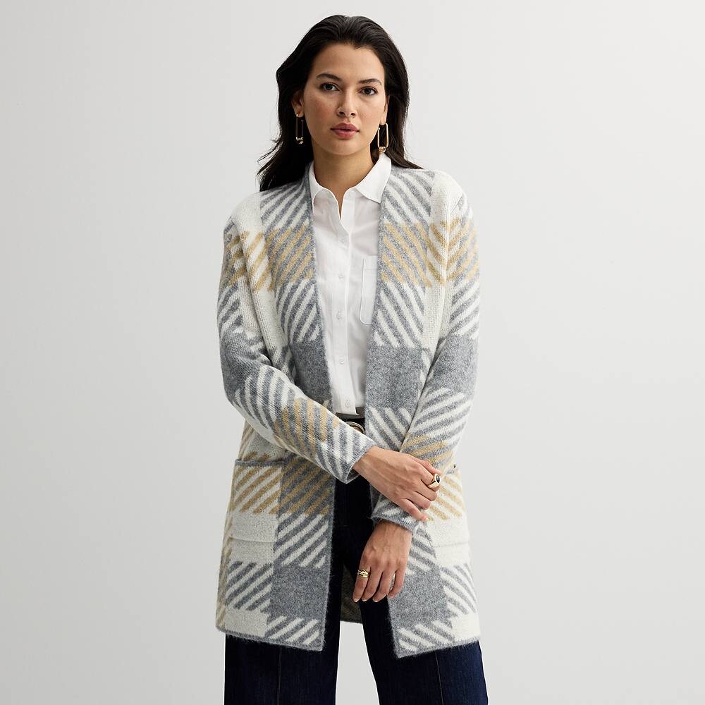 

Женское пальто с чистым воротником Nine West, цвет White Exploded Plaid