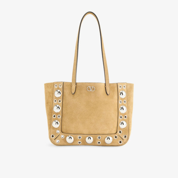 

Сумка-тоут мини из замши Nellcôte Valentino Garavani, бежевый