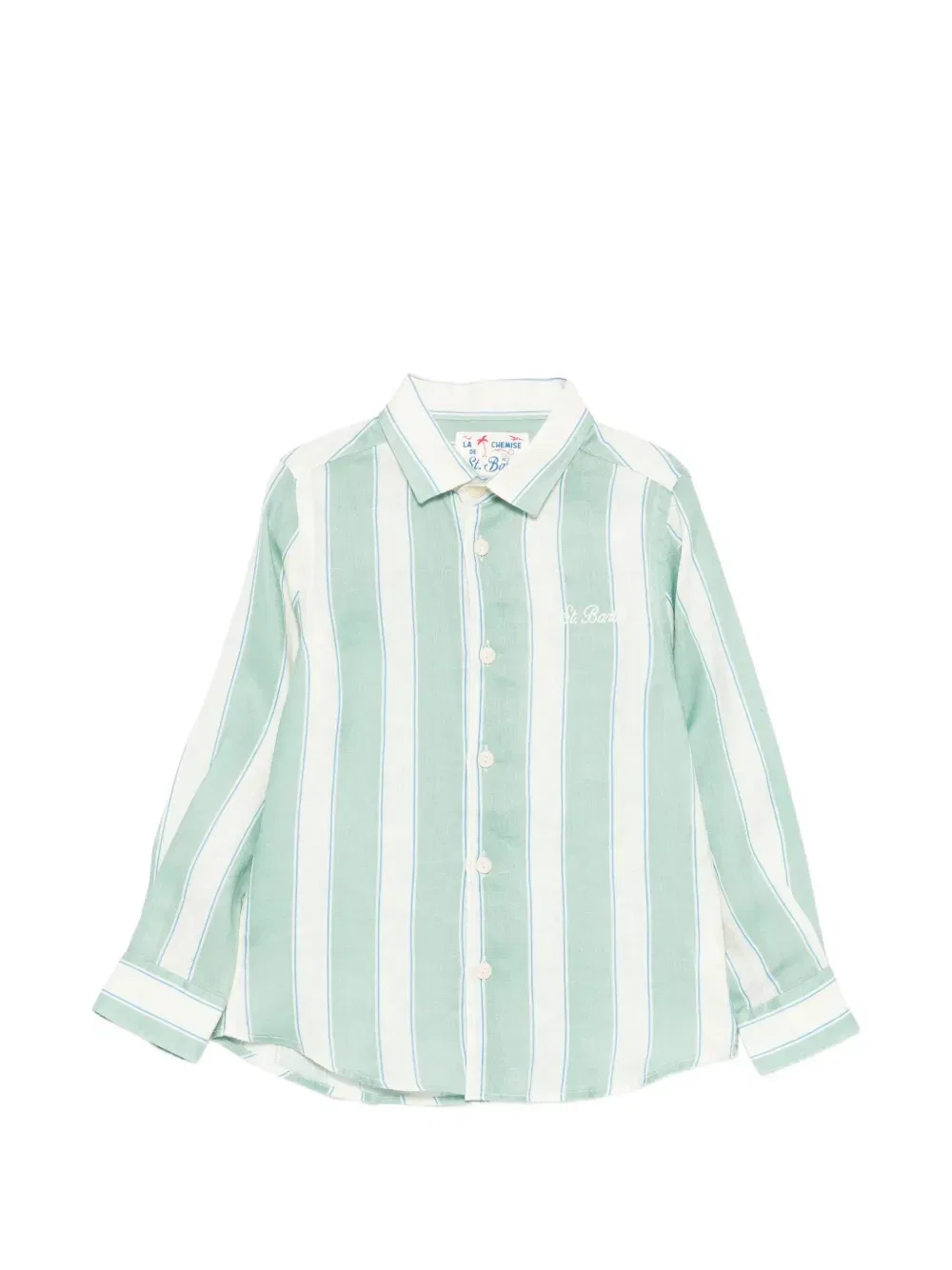 Рубашка в полоску Agnes MC2 Saint Barth Kids, зеленый