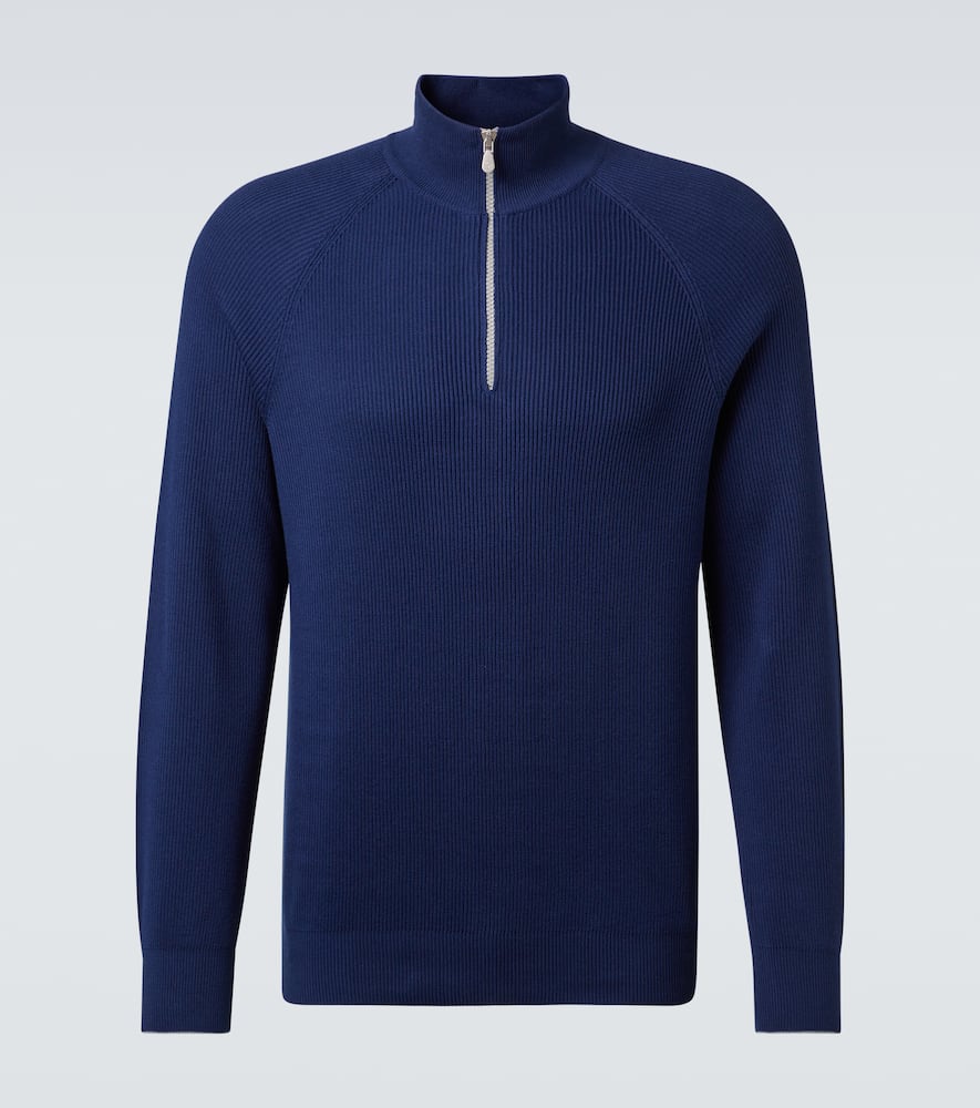 

Хлопковый свитер с полузастёжкой-молнией из ребристого трикотажа Brunello Cucinelli, Cqc24