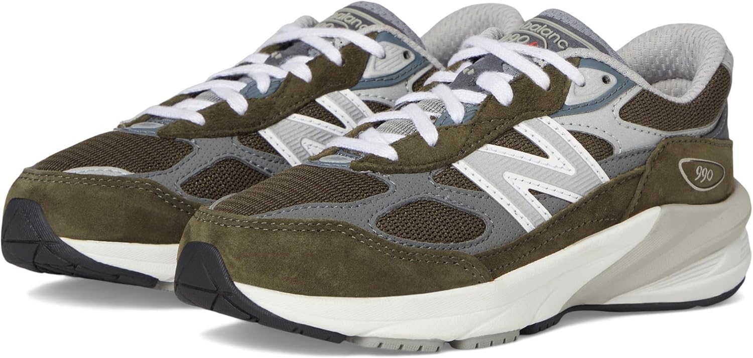 Детские кроссовки New Balance 990 V6 на шнуровке, зеленый
