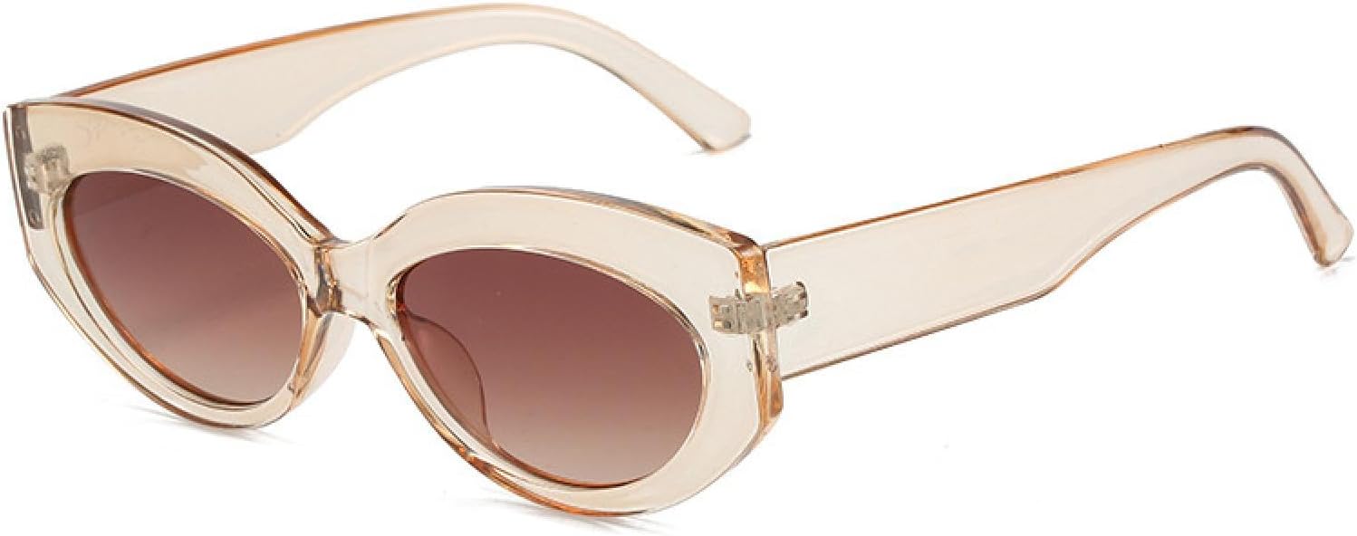 

Ретро-солнцезащитные очки «кошачий глаз» с овальными линзами, модные очки для женщин с защитой от УФ-излучения (UV400), трендовые солнцезащитные очки для мужчин WNCKSQ, Champagne Tea