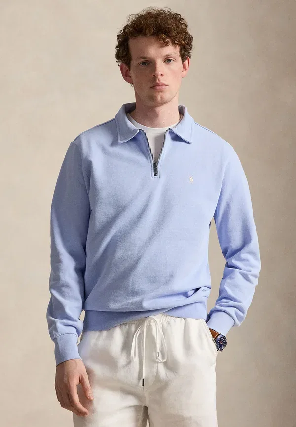 Толстовка с четверть-застежкой Polo Ralph Lauren Loopback, цвет галька голубой