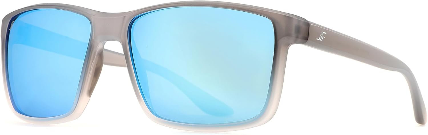 

Мужские поляризованные солнцезащитные очки, квадратная резиновая оправа, дужки из углеродного волокна, для рыбалки и вождения, защита от УФ-излучения RFS8205 JFXQDR, E - Grey Frame Blue Lens