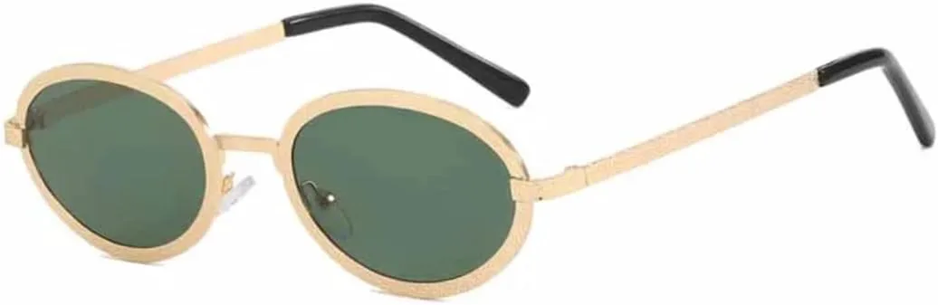 

Солнцезащитные очки с защитой UV400 | Овальная металлическая оправа | для женщин и мужчин, для занятий спортом на открытом воздухе и вождения DSVIGF, Gold Green