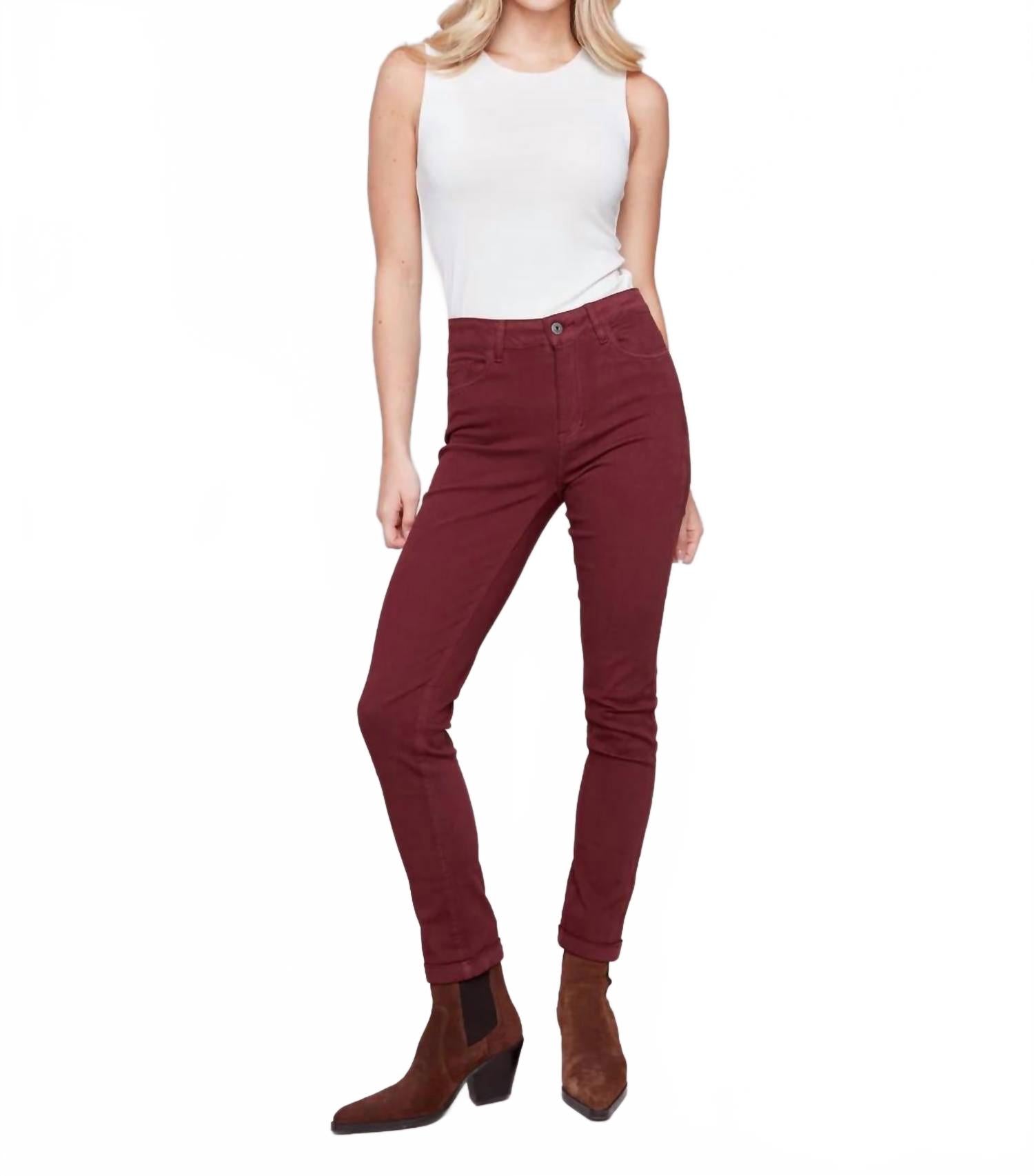 

Брюки с манжетами средней посадки в цвете каберне CHARLIE B, Cabernet