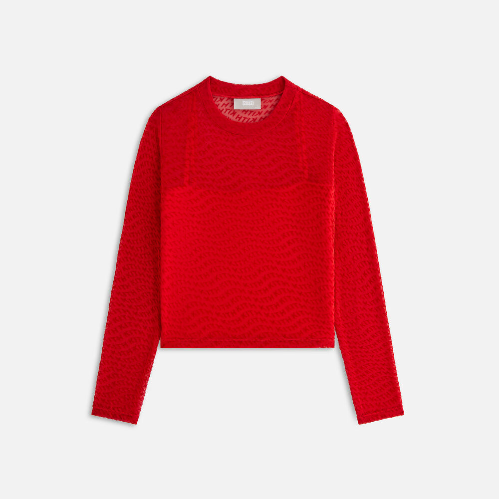 

Футболка Kith Kids Wavy Monogram Mesh Top, цвет Cinnabar