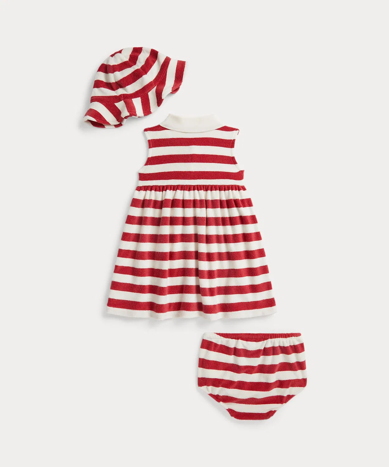 Комплект из платья, шляпы и шорт поло Ralph Lauren в полоску красный — фото 2