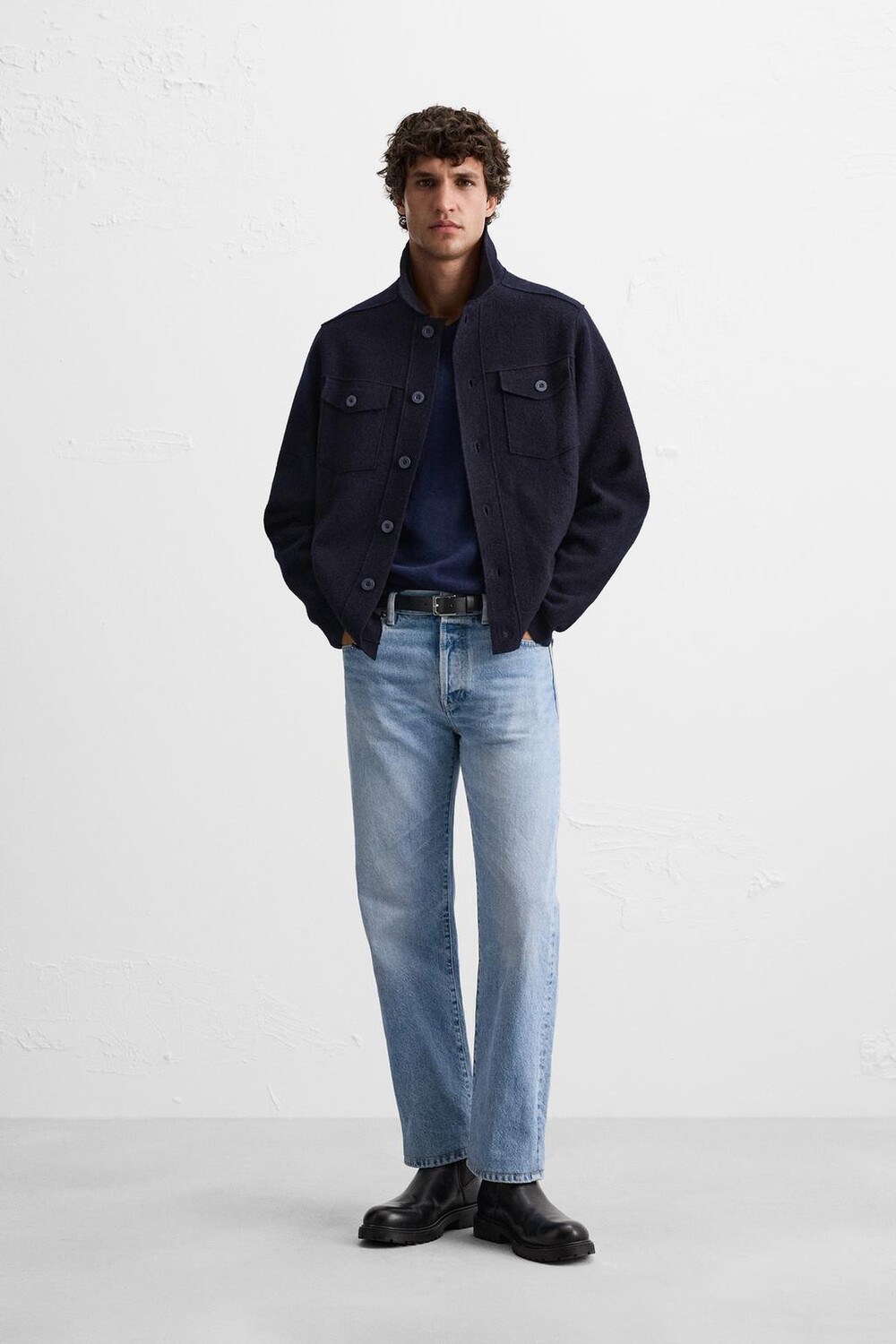 

Кардиган из шерсти ZARA, темно-синий
