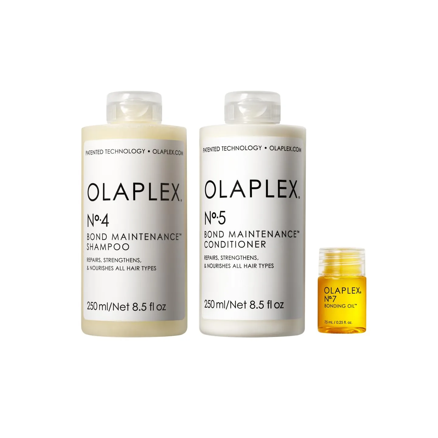 Набор Olaplex Wash and Shine: шампунь и кондиционер №4, 5, 7 для очищения, увлажнения и контроля завитков до 72 часов, масло для блеска и защиты, для кудрявых, вьющихся, прямых и волнистых волос