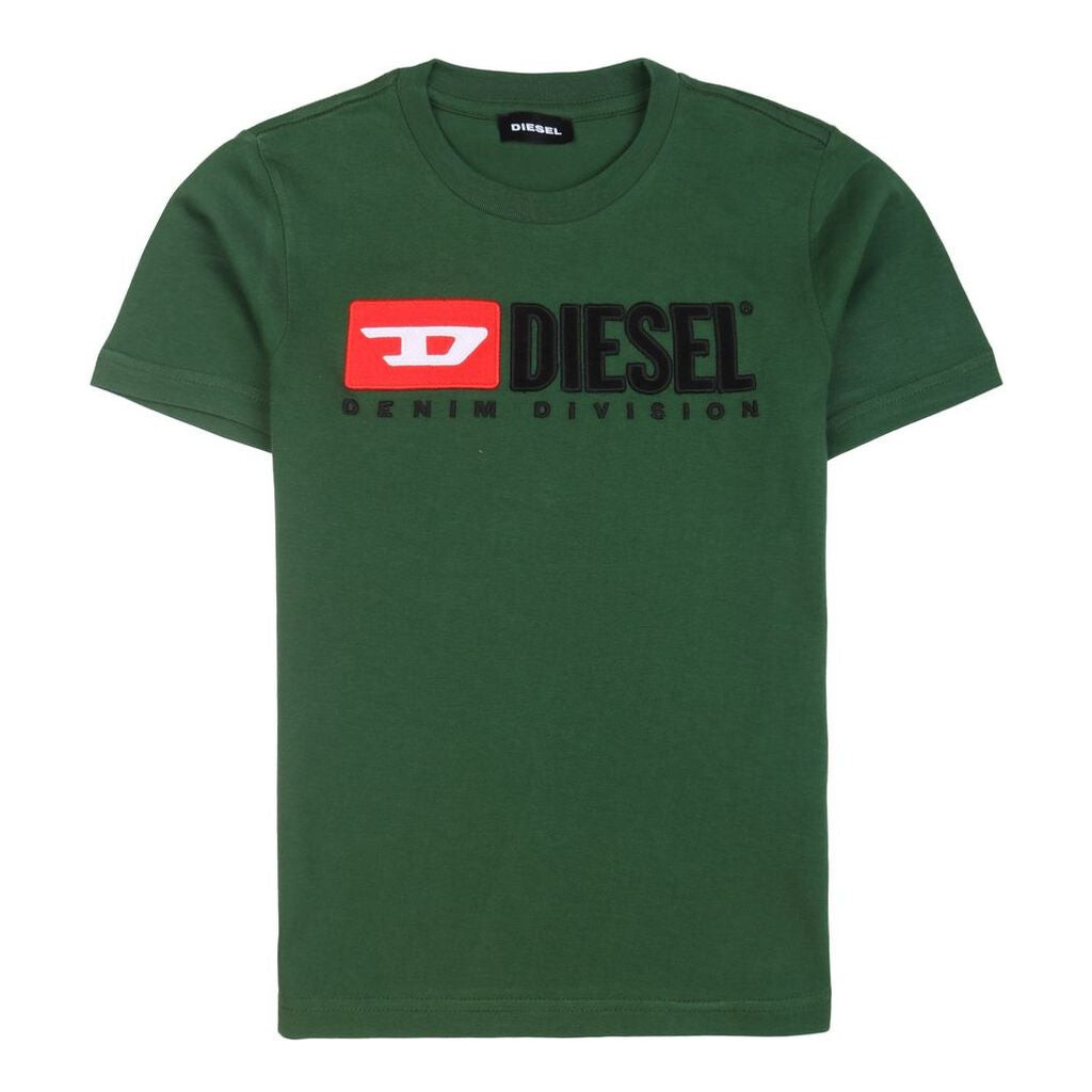 

Зеленая футболка с вышитым логотипом Diesel, зеленый