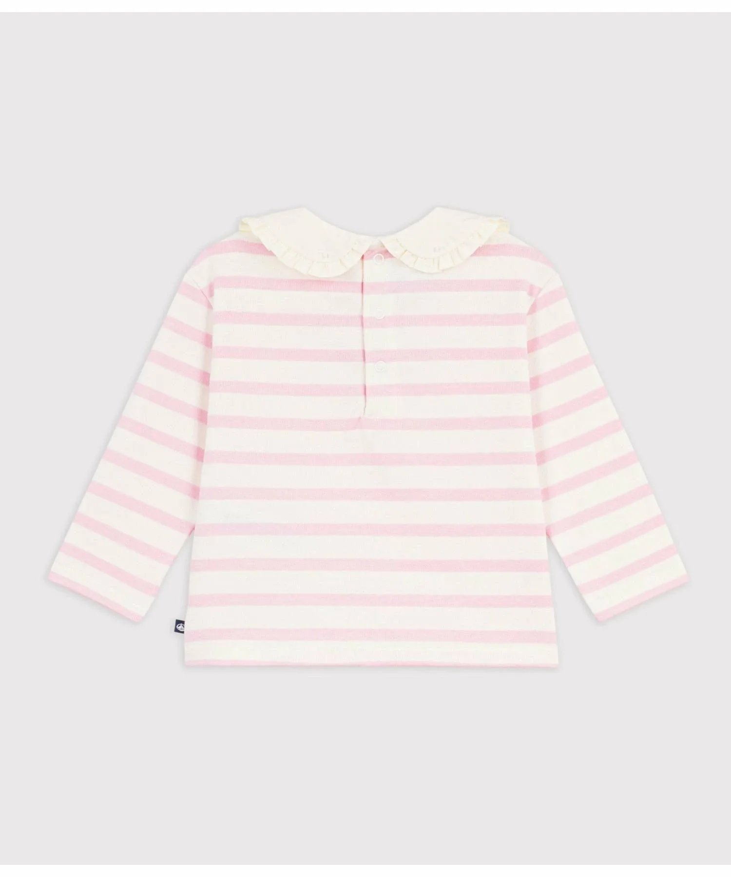 Длинный пуловер-мариньер с воротником PETIT BATEAU, Off-white/light pink — фото 4
