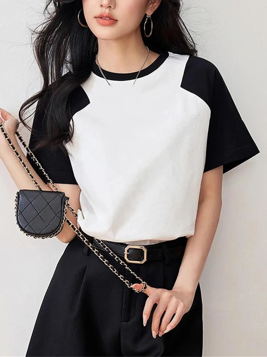 Женская футболка с круглым вырезом и короткими рукавами в корейском стиле — фото 2