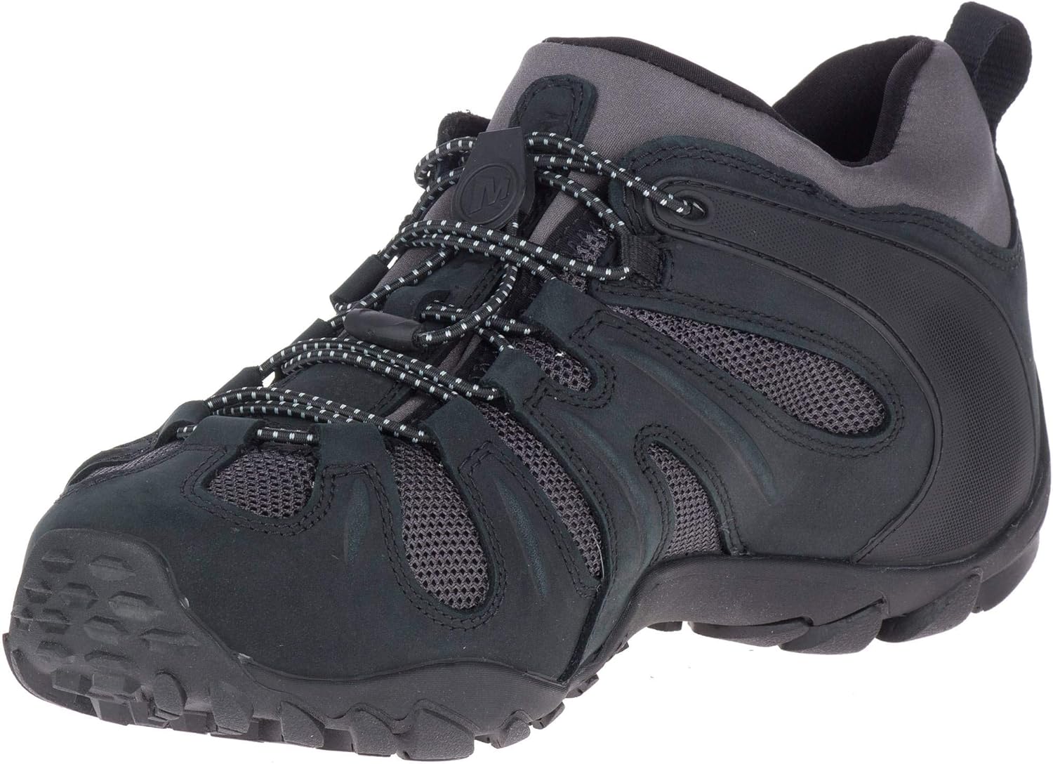 Мужские тактические рабочие ботинки Merrell Chameleon 8 Stretch, водонепроницаемый нубук и верх из сетки, ультра-легкие походные боевые ботинки, черный/серый — фото 4