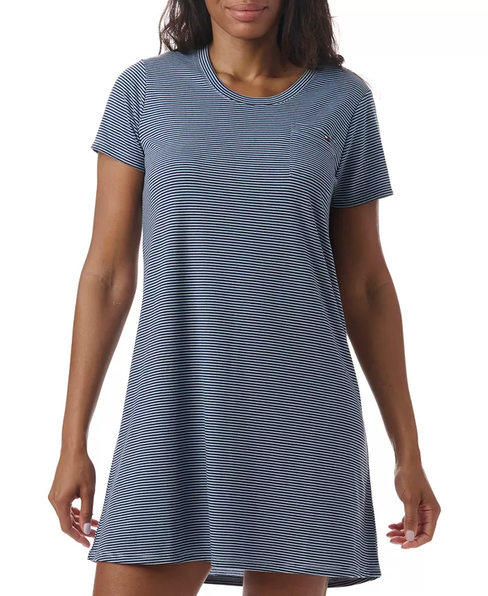 

Женская ночная сорочка с коротким рукавом и круглым вырезом Tommy Hilfiger, синий