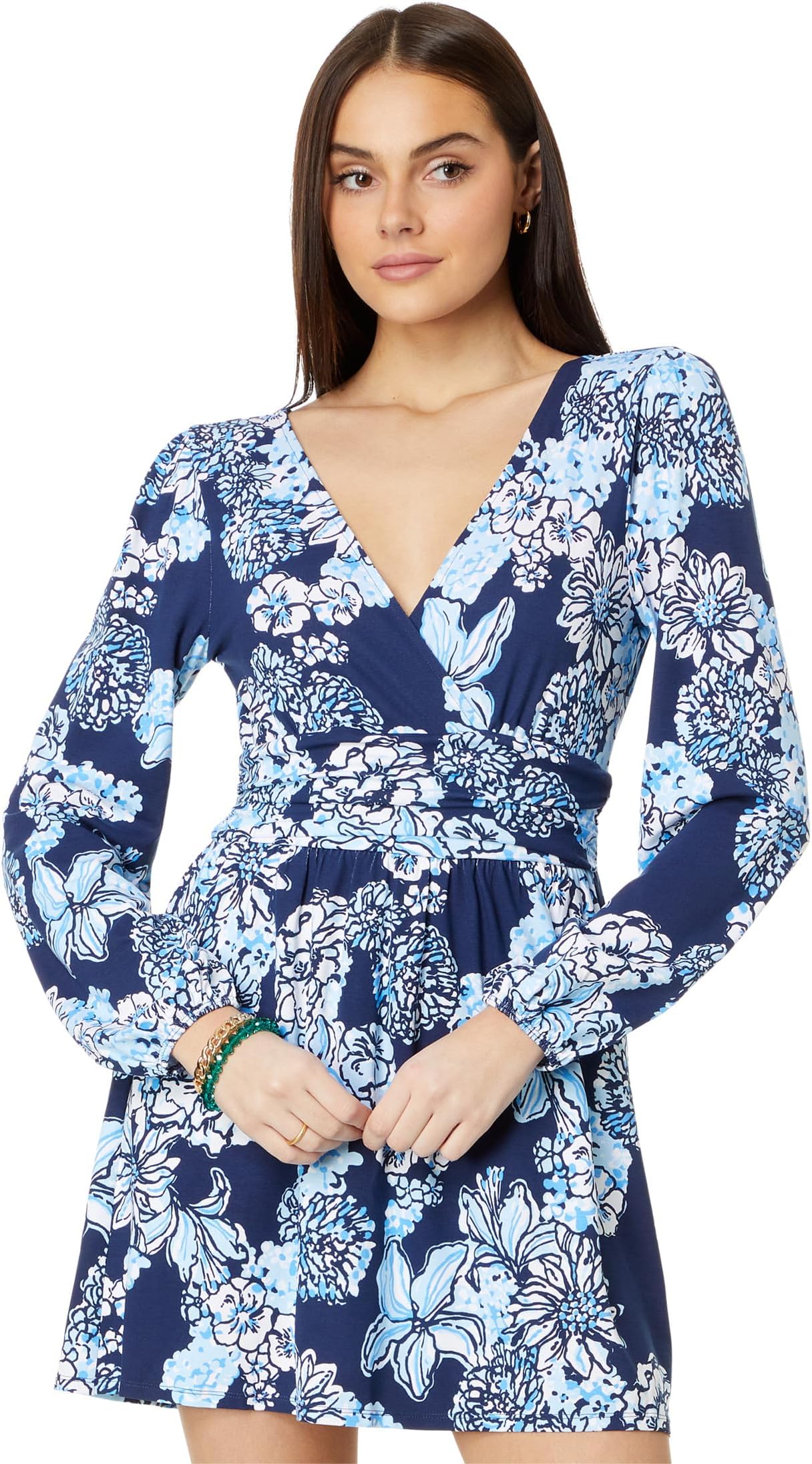 

Платье Lilly Pulitzer Riza Long-Sleeved Romper, цвет Low Tide Navy Bouquet All Day