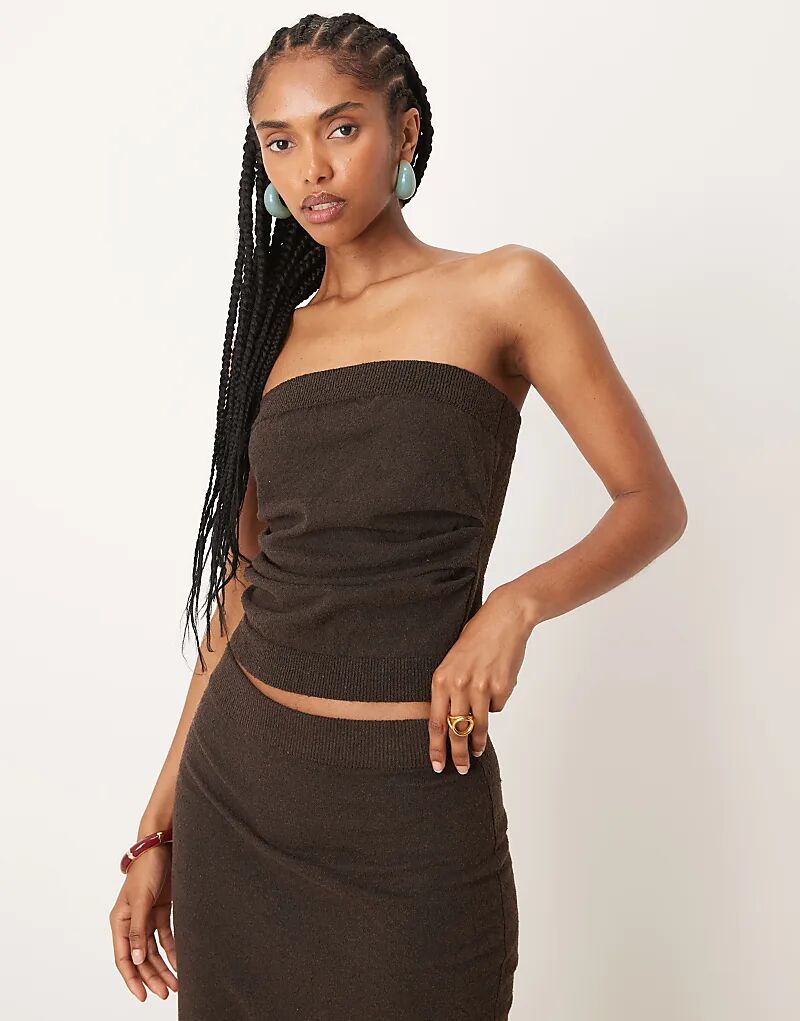 

Шоколадное вязаное бандо со сборками ASOS DESIGN