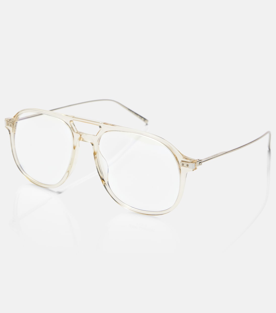 Ультралегкие авиаторские очки Saint Laurent, Beige-Silver-Transparent — фото 4
