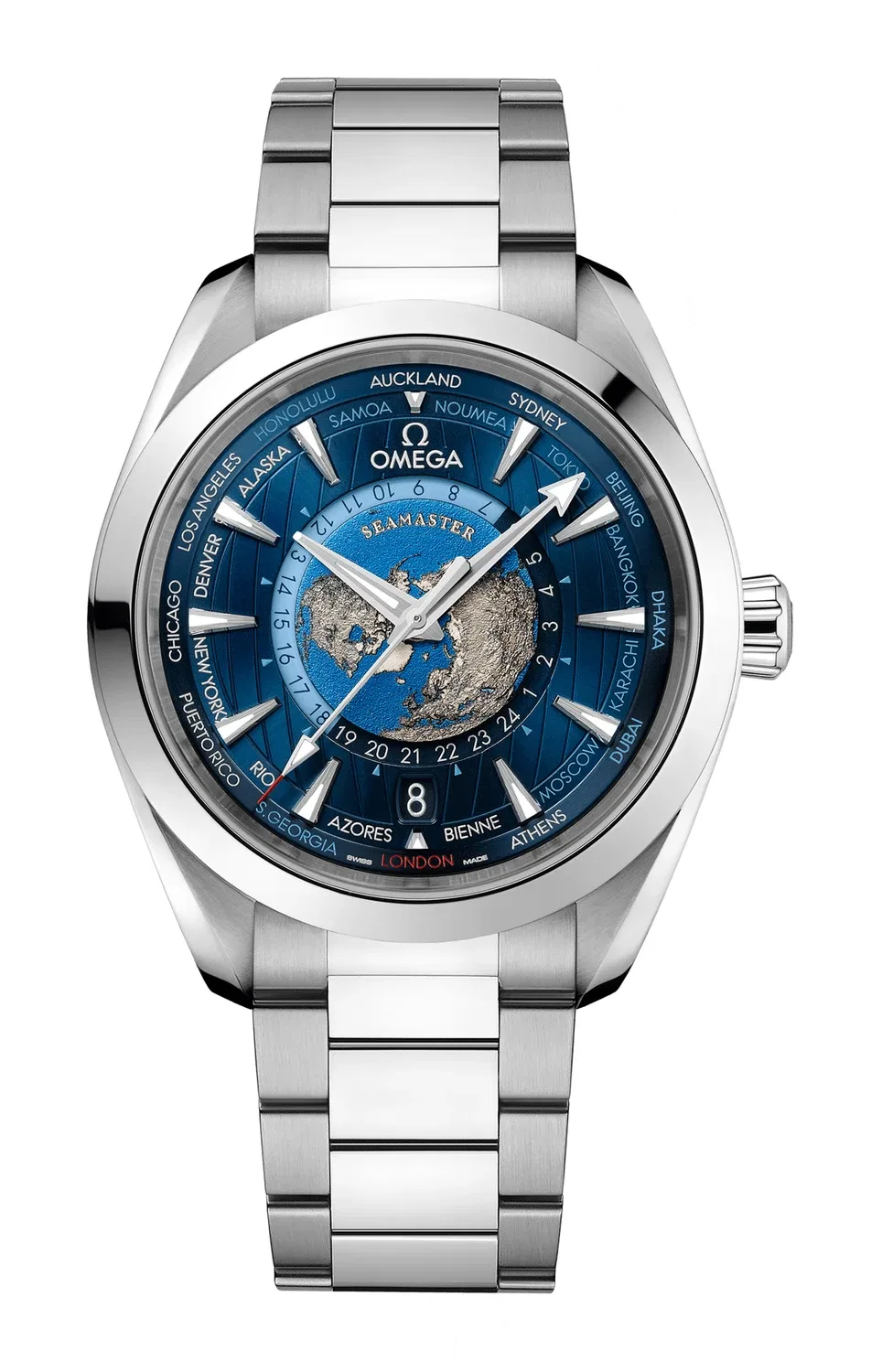 СИМАСТЕР АКВА ТЕРРА 150М OMEGA CO-AXIAL MASTER CHRONOMETER GMT WORLDTIMER 43 ММ - 220.10.43.22.03.001, золотой
