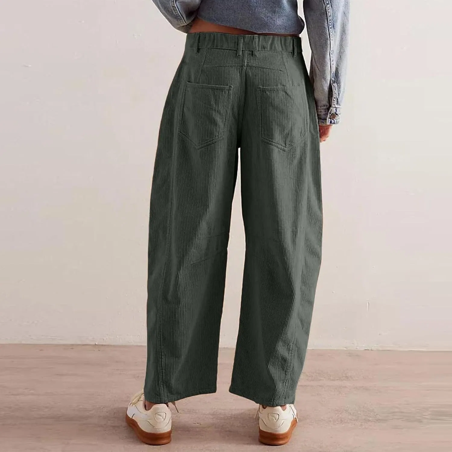 Штаны свободные, Corduroy, Green #1 — фото 2