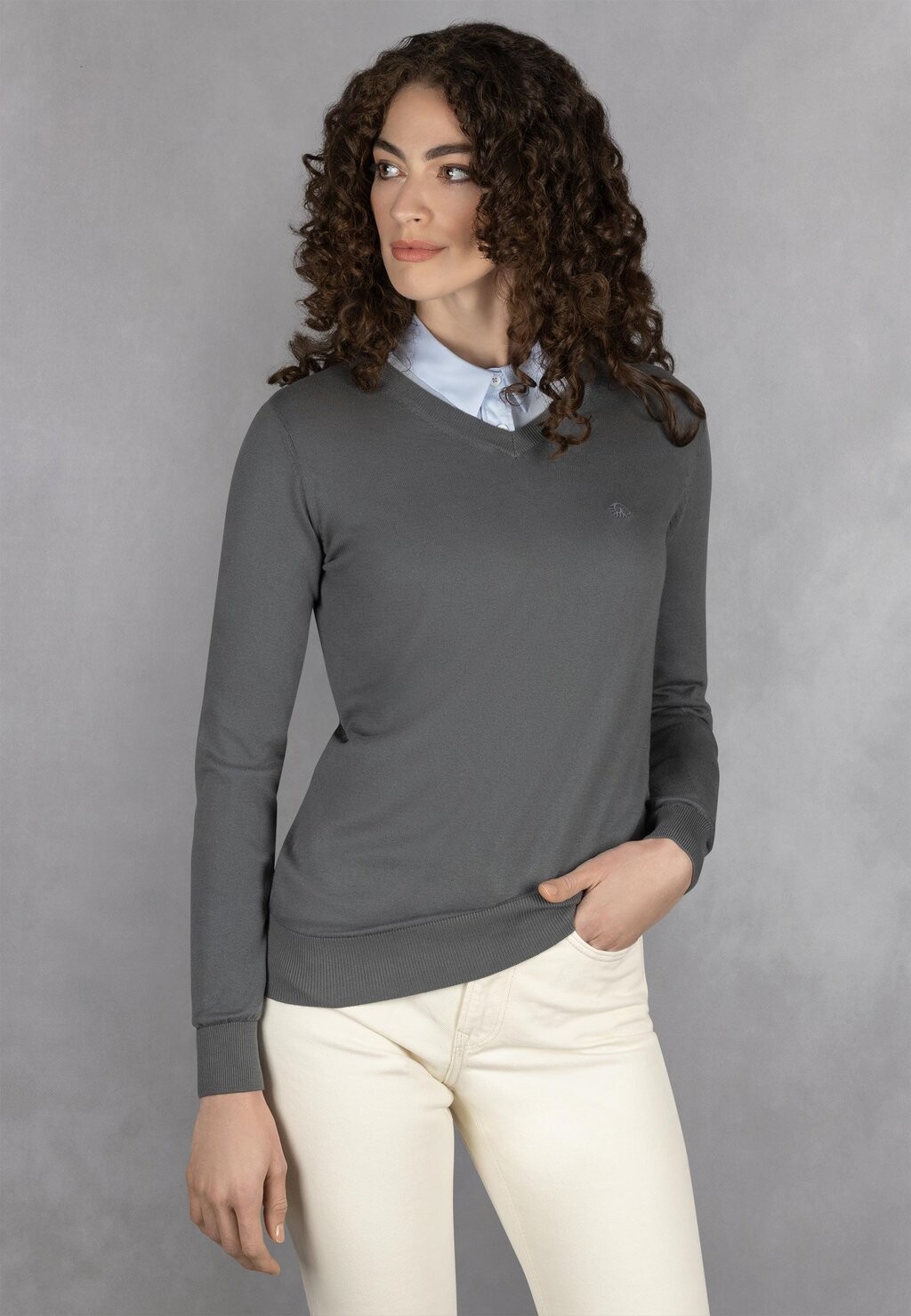 

Джемпер V-NECK Giesswein, серый