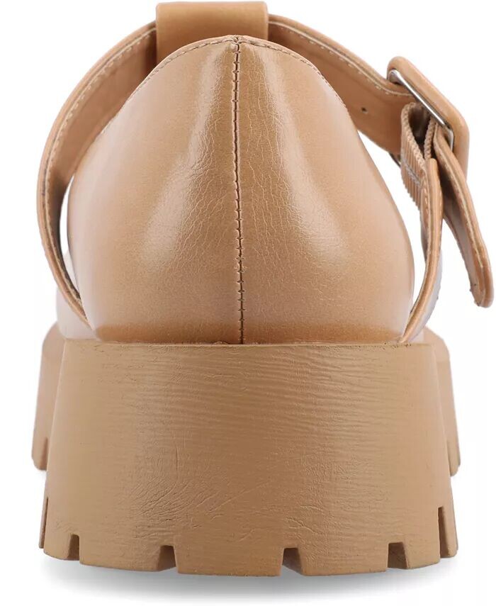 Женские туфли-лодочки Suvi Treaded Sole Mary Jane Flats Journee Collection, коричневый/бежевый — фото 3