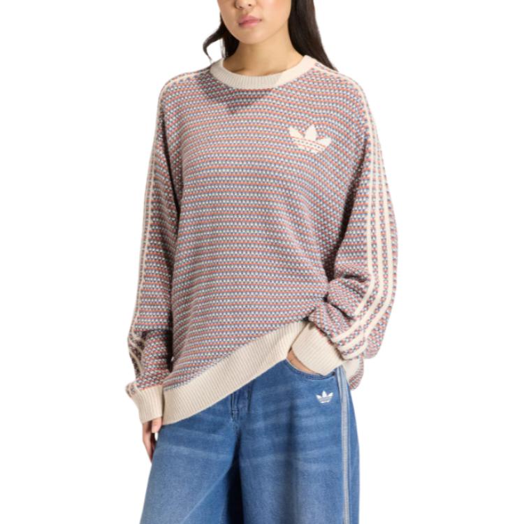 Вязаный свитер Unisex Adidas Originals, коричневый/серый — фото 3