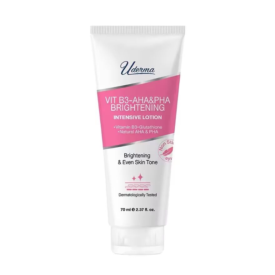 

Uderma Vit B3-AHA PHA Осветляющий интенсивный лосьон 70 мл. บำรุงผิวกาย, Pink