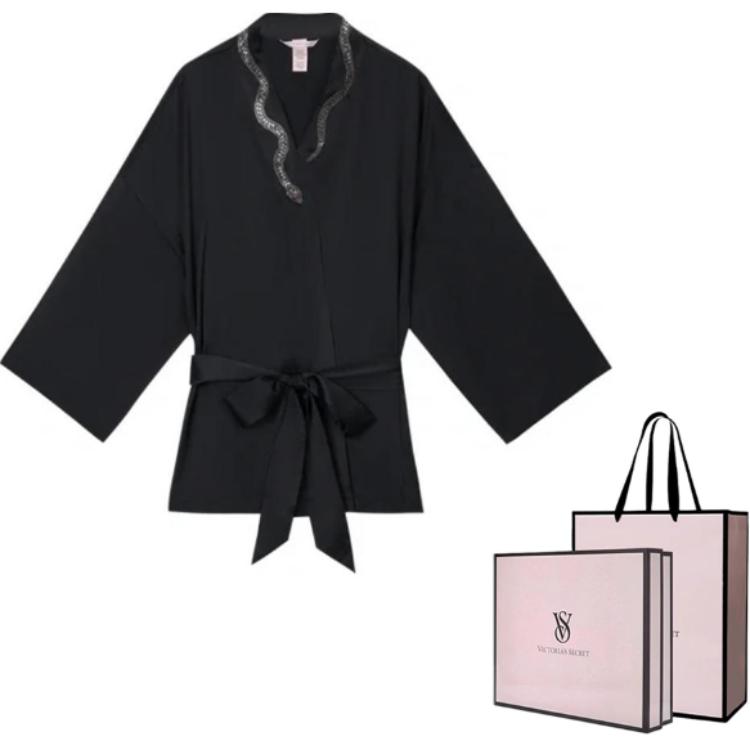 

Victoria's Secret Ограниченная коллекция Года Змеи халат для сна женский Black