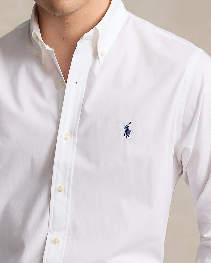 Хлопковая поплиновая классическая рубашка на пуговицах Polo Ralph Lauren, белый — фото 4