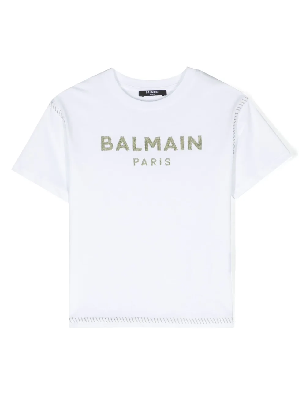 

Футболка с вышитым логотипом Balmain Kids, белый