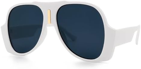 

Уникальные квадратные солнцезащитные очки для мужчин и женщин, винтажные, большие солнцезащитные очки с защитой от УФ-излучения UV400, увеличенного размера MTZJH, White