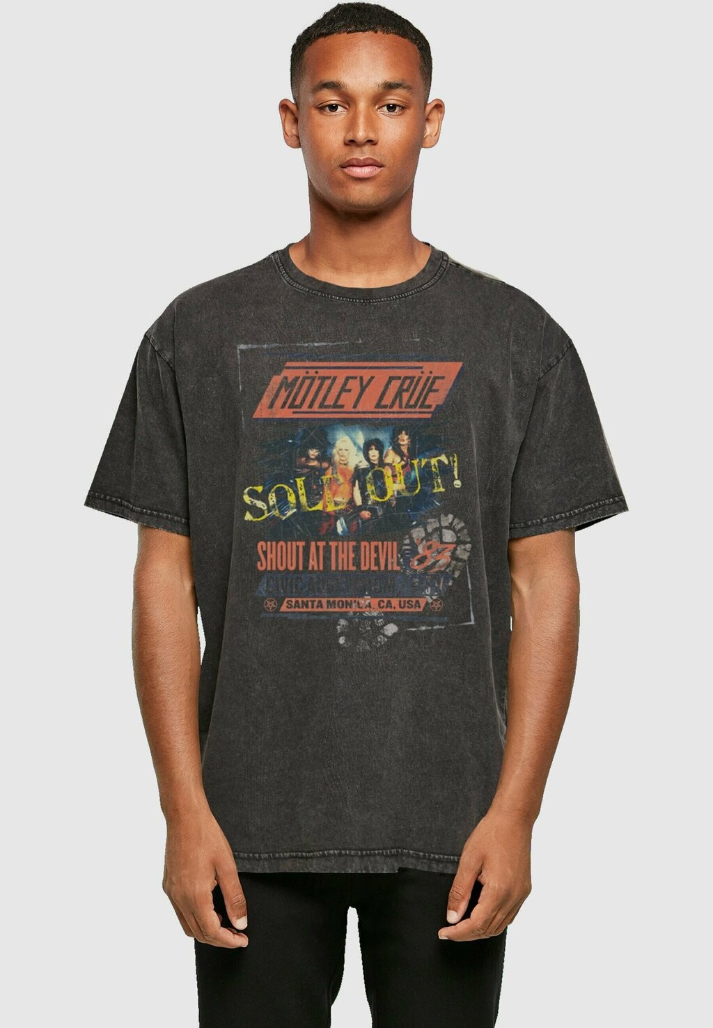 

Футболка с принтом MOTLEY CRUE SATD TOUR ACID WASHED HEAVY OVERSIZE TEE Merchcode, черный