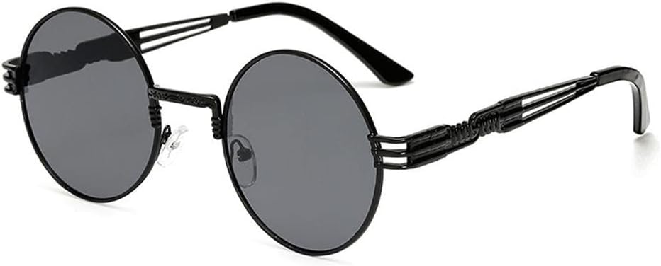 

Готические солнцезащитные очки в стиле стимпанк для мужчин и женщин, с металлическим обтекателем, круглые солнцезащитные очки с зеркальным покрытием и защитой от УФ-излучения UV400 DSXLY, C7