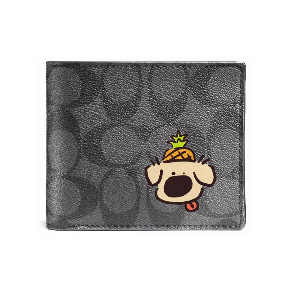 

COACH Кожаный кошелек 3 в 1 для мужчин черный, Pineapple Puppy
