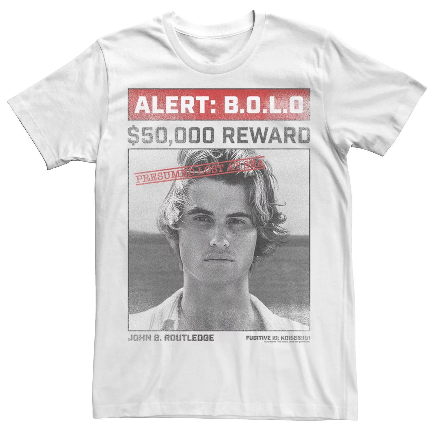 

Мужская футболка Outer Banks Johns Wanted Reward с плакатом Licensed Character