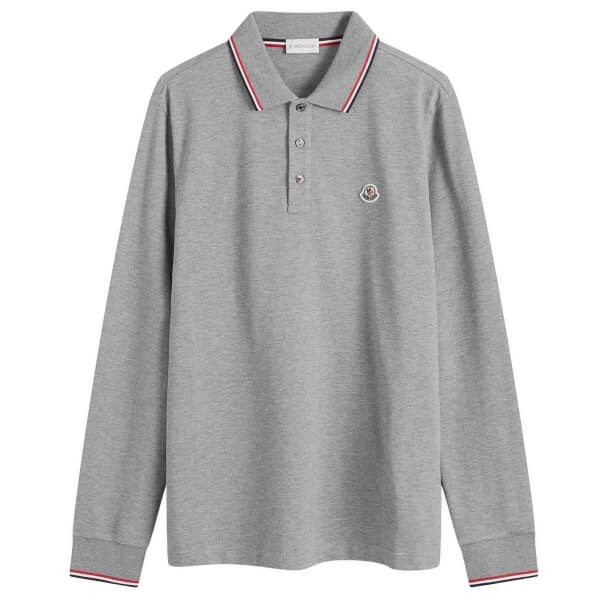 

Футболка-Поло с длинным рукавом Moncler, серый
