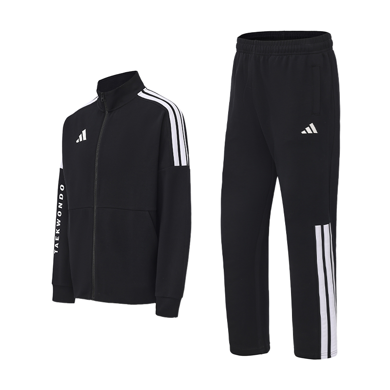 

Повседневная спортивная одежда унисекс Adidas, set (черный белый stand collar top+черный белый straight fit pants)