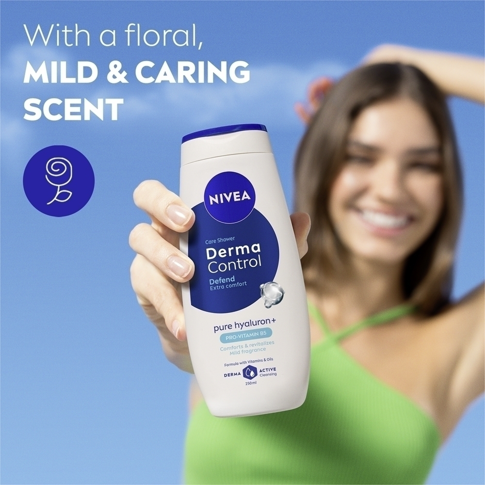Гель для душа Derma control defend, нежный для кожи, с гиалуроновой кислотой Nivea, 500 мл — фото 3