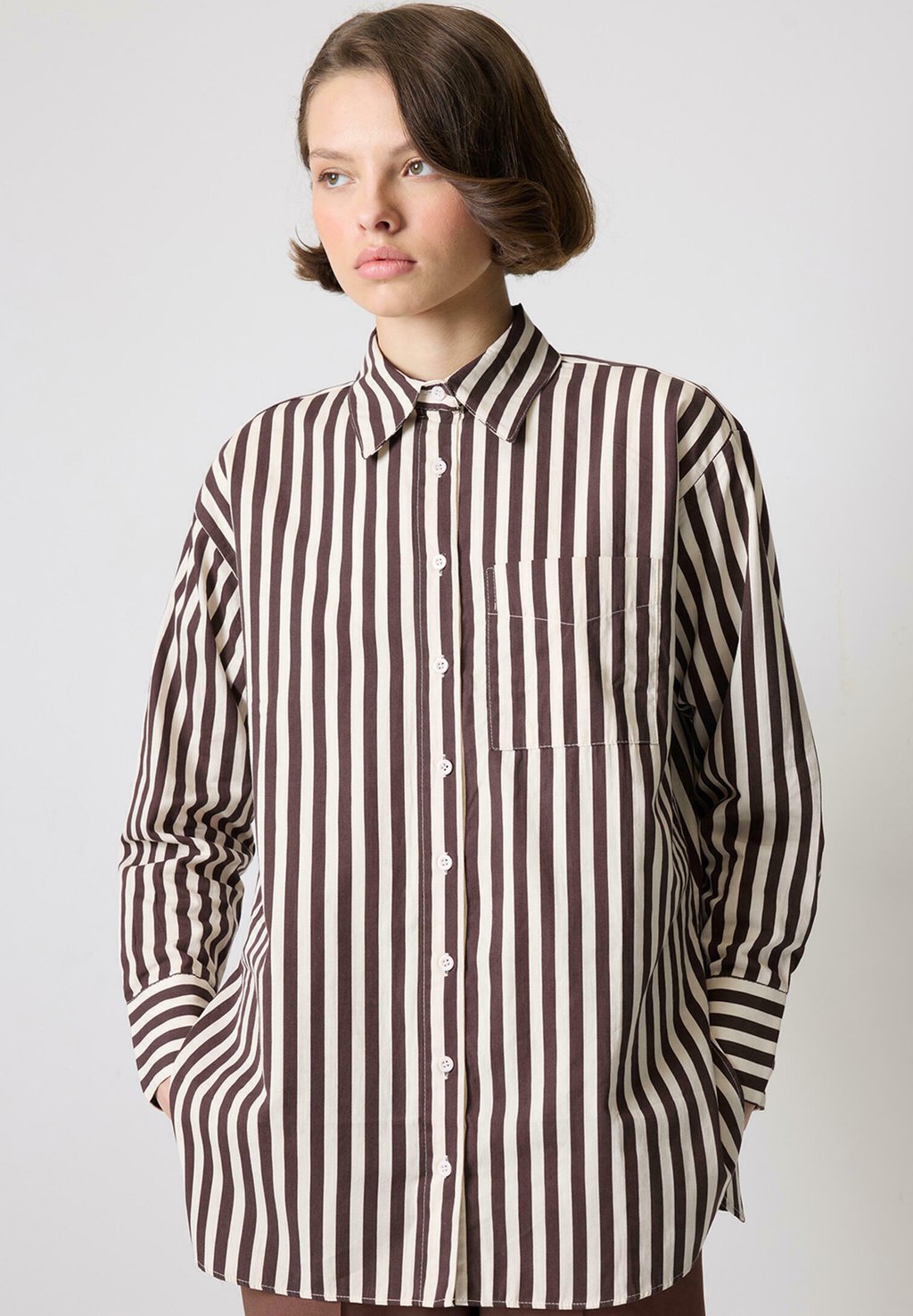 

Блузка на пуговицах STRIPED WITH POCKETS Touché Privé, коричневый