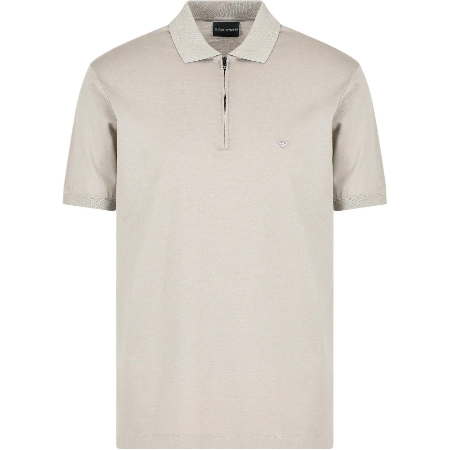 

Джерси поло с молнией из смесового лайоселла asv EMPORIO ARMANI, Light Coffee