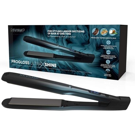 

Керамический выпрямитель REVAMP Progloss Ultra X Shine с широкими пружинными керамическими ионными пластинами для профессионального выпрямления и завивки длинных и густых волос — очень широкие