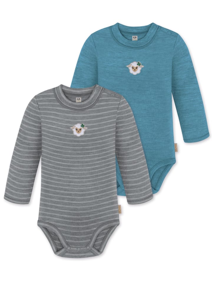 

Normani Outdoor Sports Комплект из 2 детских боди с длинными рукавами из мериносовой шерсти "Туай" серо-голубого цвета