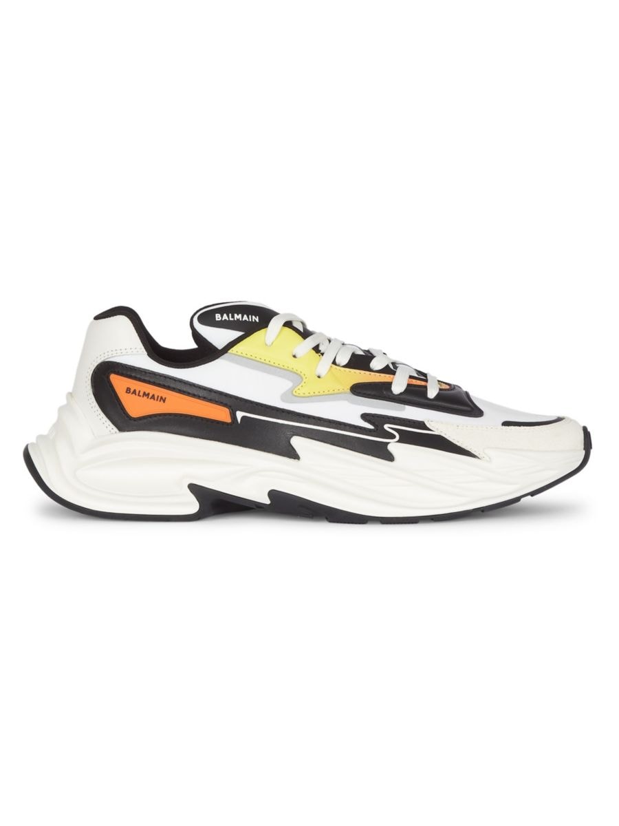 

Низкие кожаные кроссовки Run-Row Balmain, цвет Yellow Orange White